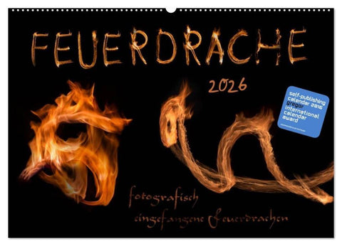 Feuerdrache (Wandkalender 2026 DIN A2 quer), CALVENDO Monatskalender