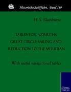 Tables for azimuths, great circle sailing and reduction to the meridian