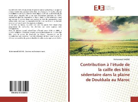 Contribution à l'étude de la caille des blés sédentaire dans la plaine de Doukkala au Maroc