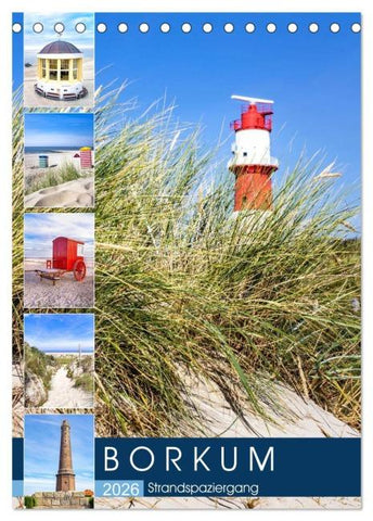Borkum Strandspaziergang (Tischkalender 2026 DIN A5 hoch), CALVENDO Monatskalender