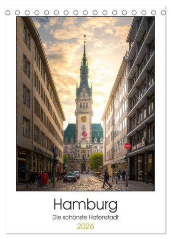 Hamburg - Die schönste Hafenstadt (Tischkalender 2026 DIN A5 hoch), CALVENDO Monatskalender