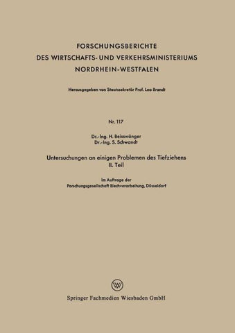 Untersuchungen an einigen Problemen des Tiefziehens II. Teil