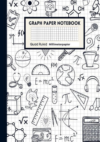 Mathematik Notizbuch Graphisches Papier Notizbuch Notizbuch aus Millimeterpapier - 1/2 Zoll große Quadrate