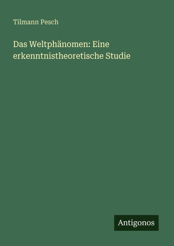 Das Weltphänomen: Eine erkenntnistheoretische Studie