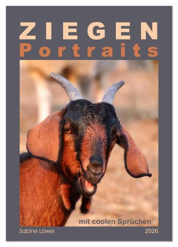 Ziegenportraits (Wandkalender 2026 DIN A2 hoch), CALVENDO Monatskalender