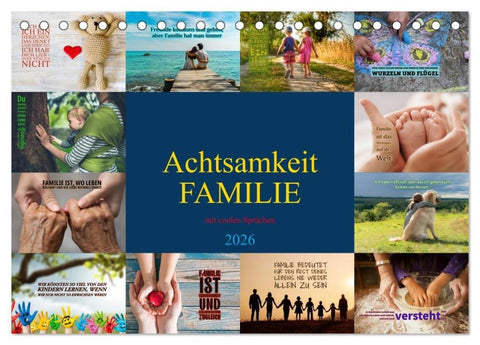 Achtsamkeit FAMILIE mit coolen Sprüchen (Tischkalender 2026 DIN A5 quer), CALVENDO Monatskalender