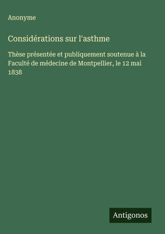 Considérations sur l'asthme