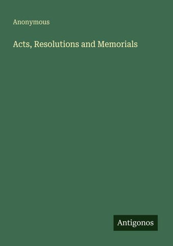 Acts, Resolutions and Memorials