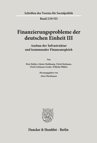 Finanzierungsprobleme der deutschen Einheit III.