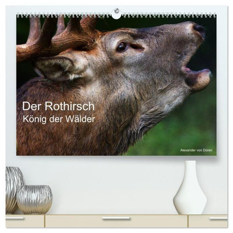 Der Rothirsch, König der Wälder (hochwertiger Premium Wandkalender 2026 DIN A2 quer), Kunstdruck in Hochglanz