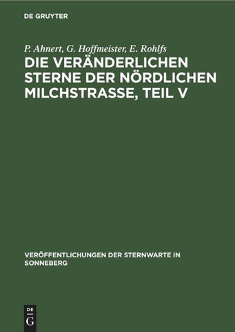 Die veränderlichen Sterne der nördlichen Milchstraße, Teil V