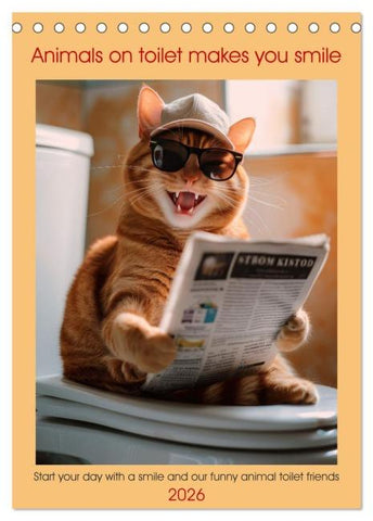 Animals on toilet makes you smile (Desk Calendar 2026 DIN A5 portrait), CALVENDO 12 Month DeskCalendar
