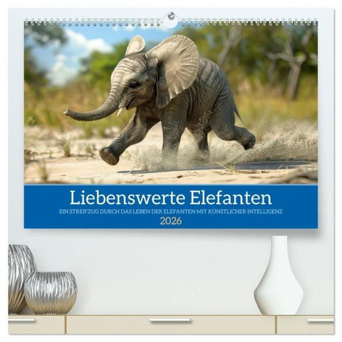 Liebenswerte Elefanten (hochwertiger Premium Wandkalender 2026 DIN A2 quer), Kunstdruck in Hochglanz