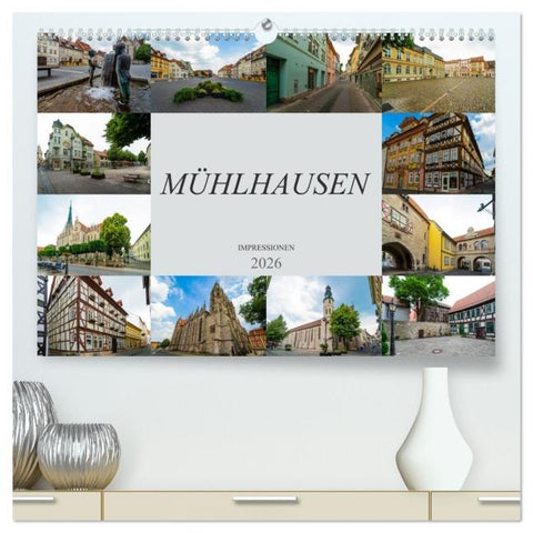 Mühlhausen Impressionen (hochwertiger Premium Wandkalender 2026 DIN A2 quer), Kunstdruck in Hochglanz