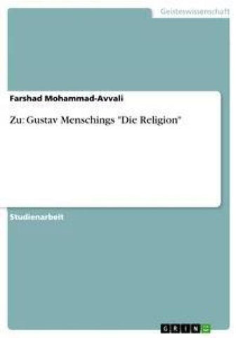 Zu: Gustav Menschings "Die Religion"