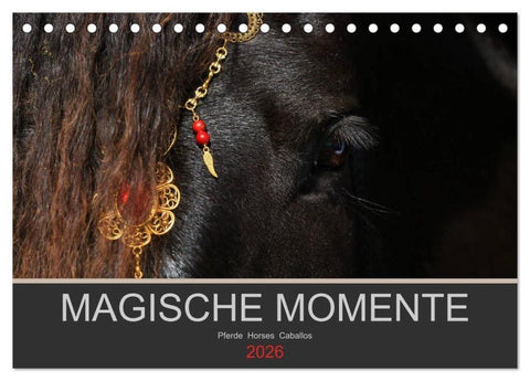 Magische Momente - Pferde Horses Caballos (Tischkalender 2026 DIN A5 quer), CALVENDO Monatskalender