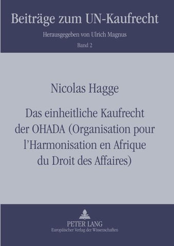 Das einheitliche Kaufrecht der OHADA (Organisation pour l’Harmonisation en Afrique du Droit des Affaires)
