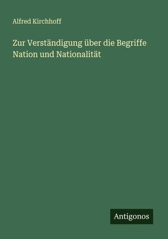 Zur Verständigung über die Begriffe Nation und Nationalität