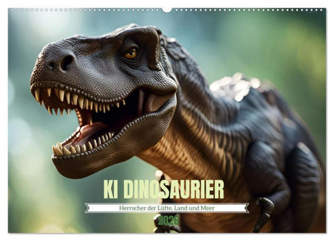 KI Dinosaurier - Herrscher der Lüfte, Land und Meer (Wandkalender 2026 DIN A2 quer), CALVENDO Monatskalender