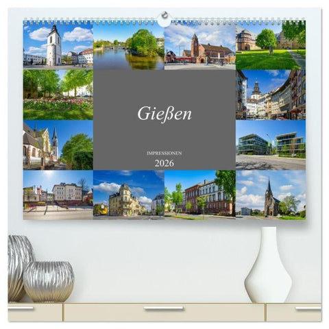 Gießen Impressionen (hochwertiger Premium Wandkalender 2026 DIN A2 quer), Kunstdruck in Hochglanz