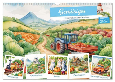 Gemüsiges - Reise ins Land des Gemüses (Wandkalender 2026 DIN A3 quer), CALVENDO Monatskalender