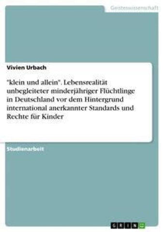 "klein und allein". Lebensrealität unbegleiteter minderjähriger Flüchtlinge in Deutschland vor dem Hintergrund international anerkannter Standards und Rechte für Kinder