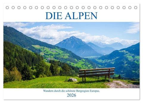 Die Alpen - Wandern durch die schönste Bergregion Europas. (Tischkalender 2026 DIN A5 quer), CALVENDO Monatskalender