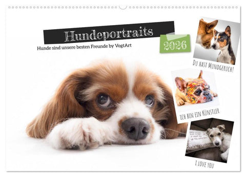 Hundeportraits, Hunde sind unsere besten Freunde by VogtArt (Wandkalender 2026 DIN A2 quer), CALVENDO Monatskalender