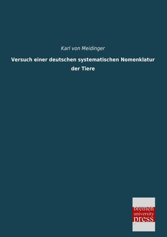 Versuch einer deutschen systematischen Nomenklatur der Tiere