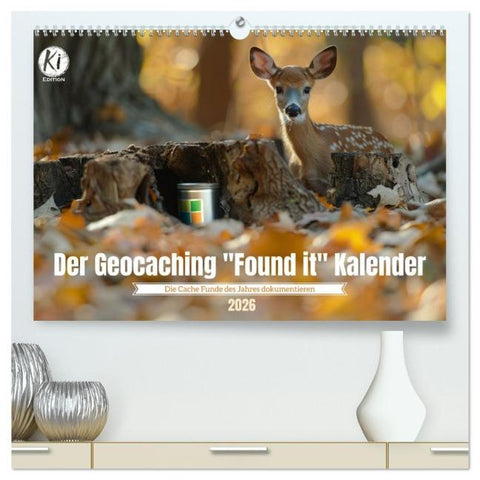 Der Geocaching Found it Kalender (hochwertiger Premium Wandkalender 2026 DIN A2 quer), Kunstdruck in Hochglanz
