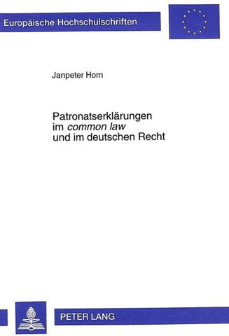 Patronatserklärungen im 'common law' und im deutschen Recht
