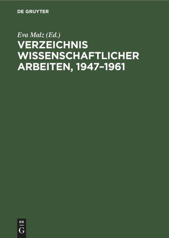 Verzeichnis wissenschaftlicher Arbeiten, 1947–1961