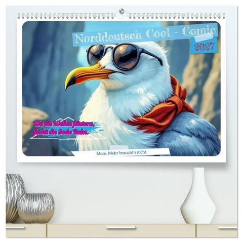 Norddeutsch Cool - Comic (hochwertiger Premium Wandkalender 2027 DIN A2 quer), Kunstdruck in Hochglanz