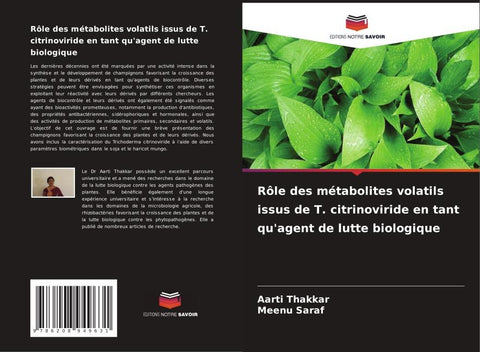 Rôle des métabolites volatils issus de T. citrinoviride en tant qu'agent de lutte biologique