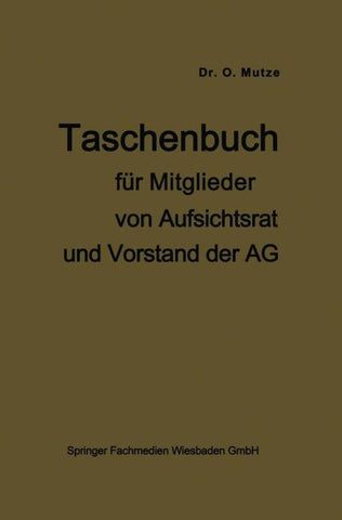 Taschenbuch für Mitglieder von Aufsichtsrat und Vorstand der AG