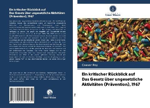 Ein kritischer Rückblick auf Das Gesetz über ungesetzliche Aktivitäten (Prävention), 1967