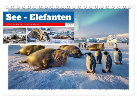 See - Elefanten (Tischkalender 2027 DIN A5 quer), CALVENDO Monatskalender