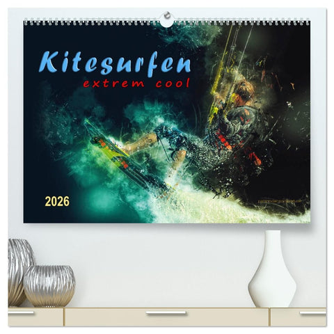 Kitesurfen extrem cool (hochwertiger Premium Wandkalender 2026 DIN A2 quer), Kunstdruck in Hochglanz