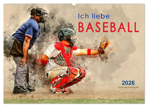 Ich liebe Baseball (Wandkalender 2026 DIN A2 quer), CALVENDO Monatskalender