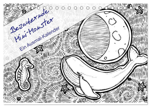 Bezaubernde Mini-Monster - Ein Ausmal-Kalender (Tischkalender 2026 DIN A5 quer), CALVENDO Monatskalender
