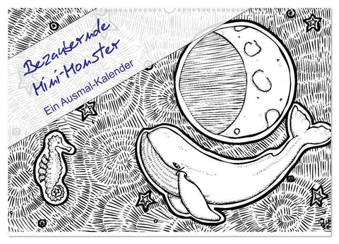 Bezaubernde Mini-Monster - Ein Ausmal-Kalender (Wandkalender 2026 DIN A2 quer), CALVENDO Monatskalender