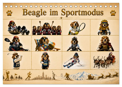 Beagle im Sportmodus (Tischkalender 2027 DIN A5 quer), CALVENDO Monatskalender