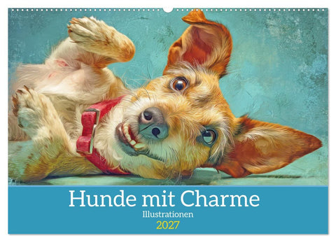 Hunde mit Charme - Illustrationen (Wandkalender 2027 DIN A2 quer), CALVENDO Monatskalender