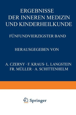 Ergebnisse der Inneren Medizin und Kinderheilkunde