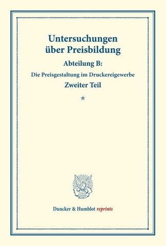 Untersuchungen über Preisbildung.