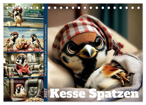 Kesse Spatzen (Tischkalender 2027 DIN A5 quer), CALVENDO Monatskalender