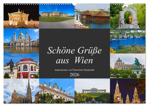 Schöne Grüße aus Wien (Wandkalender 2026 DIN A2 quer), CALVENDO Monatskalender