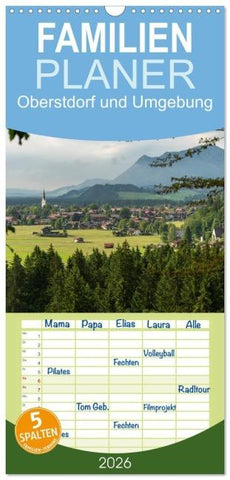 Familienplaner 2026 - Oberstdorf und Umgebung mit 5 Spalten (Wandkalender, 21 x 45 cm) CALVENDO
