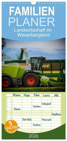 Familienplaner 2026 - Landwirtschaft im Weserbergland mit 5 Spalten (Wandkalender, 21 x 45 cm) CALVENDO