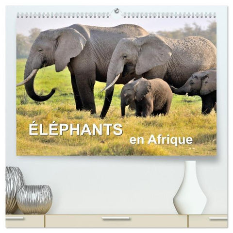 Éléphants en Afrique (Calendrier mural 2026 DIN A2 vertical) calendrier de bureau